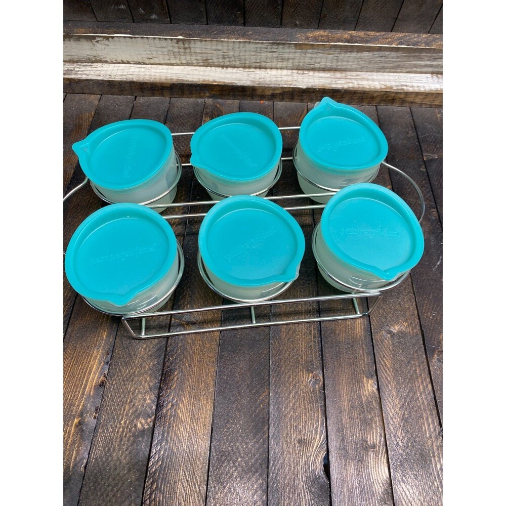 Pampered Chef Mini Freezer Bowls And Metal Holder 4oz/100ml Each